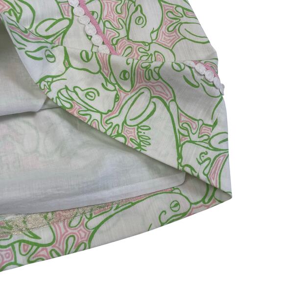Lilly Pulitzer Originals Roslyn Skirt Pink Green Frog Lilly Pad Pattern 8 AS IS - Picture 5 of 8